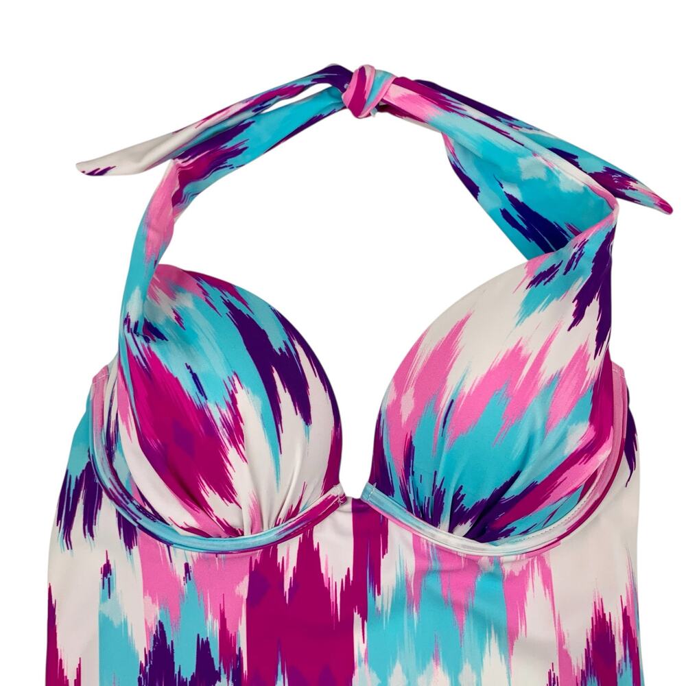 Hapari Tankini Swim Top Halter Neck Colorful Underwire Women's 0 2 XS - Picture 2 of 10